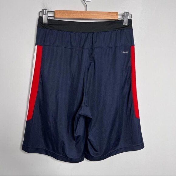 Adidas Mens Size Small Aeroready Athletic Shorts Navy Blue Red 3 Stripes NEW - Picture 3 of 14